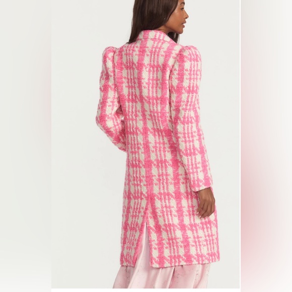 NWT LoveShackFancy Houndstooth Asryn Coat Majestic Pink XS - Picture 8 of 8
